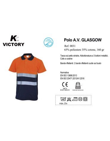 POLO ALTA VISIBILITA' GLASGOW COTONE