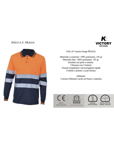 POLO 100% POLIESTRE ALTA VISIBILITA' PRAGA M/L