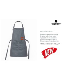G108-53 GREMBIULE GRIGIO CON INSERTI IN PELLE 75x65cm